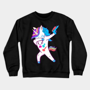 Dabbing Paintball Funny Unicorn with Paint Gun Crewneck Sweatshirt